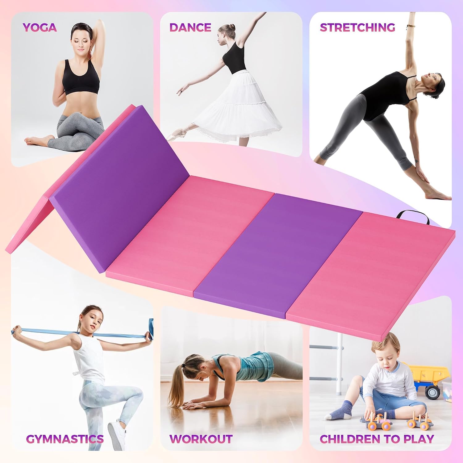 折りたたみ式ヨガマット 体操マット 5つ折りエクササイズフロ - Pilates Yoga Mat のレビューと価格