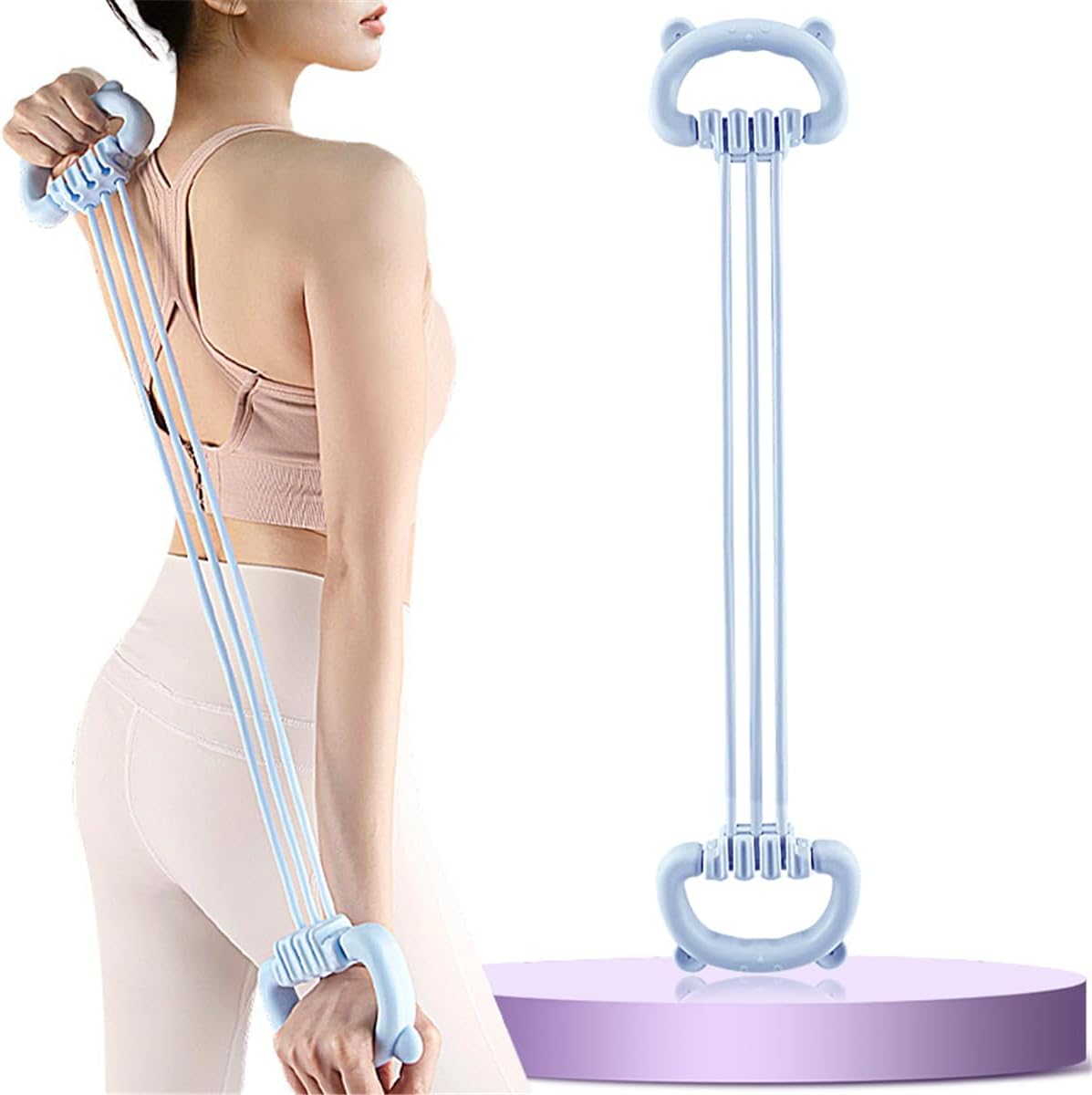 Pilates Yoga Tone - フィギュア8型レジスタンスバンド（女性・男性用、15-90ポンド）、ハンドル付き6本の弾性エクササイズバンド（腕、背中、肩、胸のトレーニング、全身筋力トレーニング、ボディトーニング、ストレッチ、ヨガ、ピラティス、ホームジムフィットネス用）