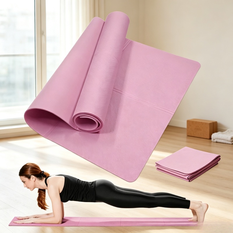 厚さ4mmの滑り止め加工ヨガマット。持ち運び可能で、汗に強く - Pilates Yoga Mat のレビューと価格