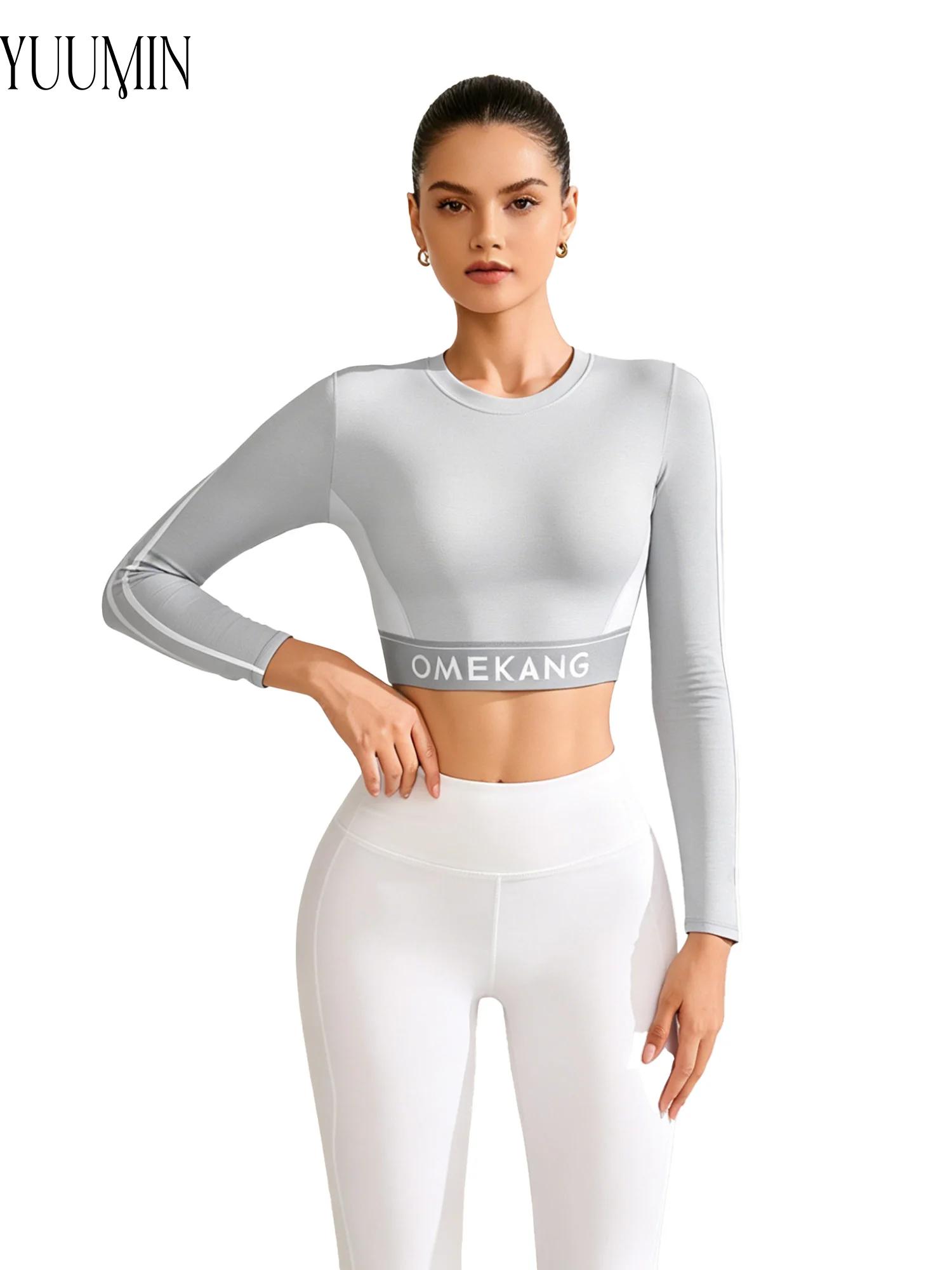 女性用ヨガクロップトップスリーブロングヨガスーツフィットネス - Pilates Yoga And Gym のレビューと価格