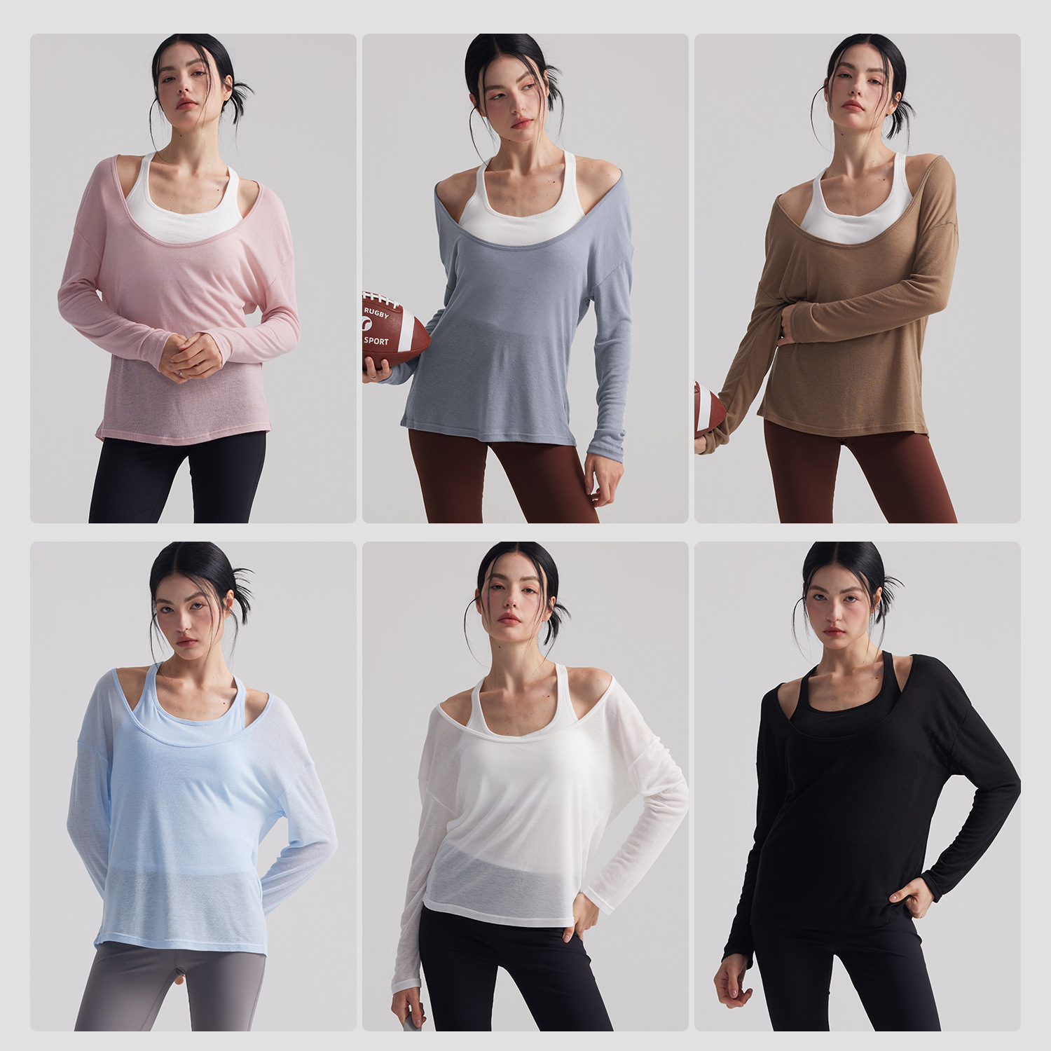 女性用ルーズセミシアー長袖アスレチックヨガチュニックトップピ - Pilates Yoga And Gym のレビューと価格
