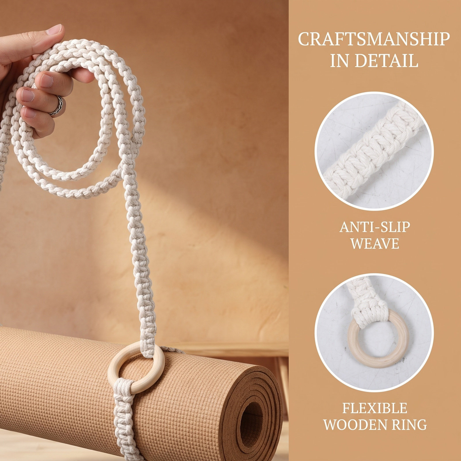 手織りヨガマットスリング、柔らかなコットンリネン混紡、厚みの - Pilates Yoga Mat のレビューと価格