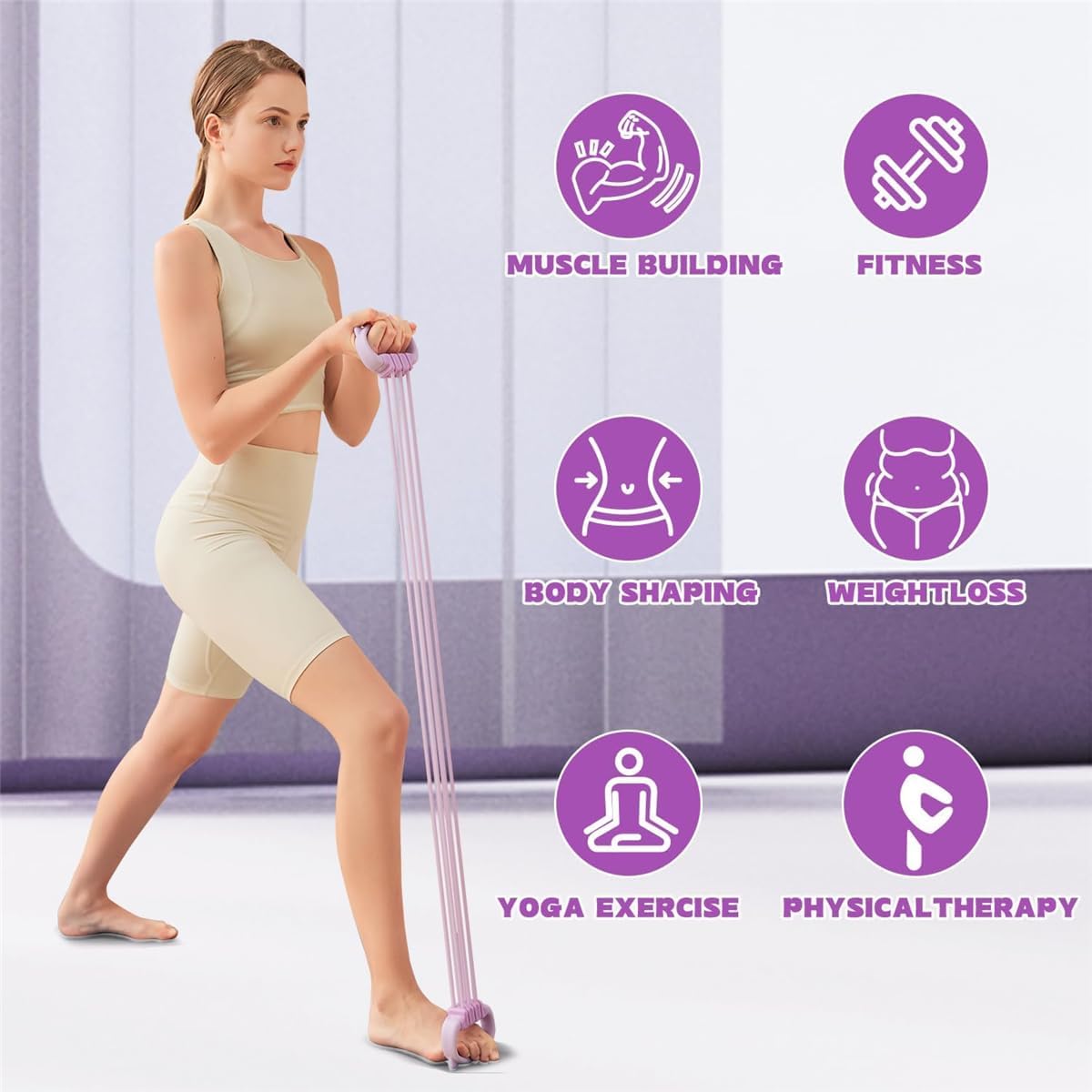 フィギュア8型レジスタンスバンド（女性・男性用、15-90ポ - Pilates Yoga Tone のレビューと価格