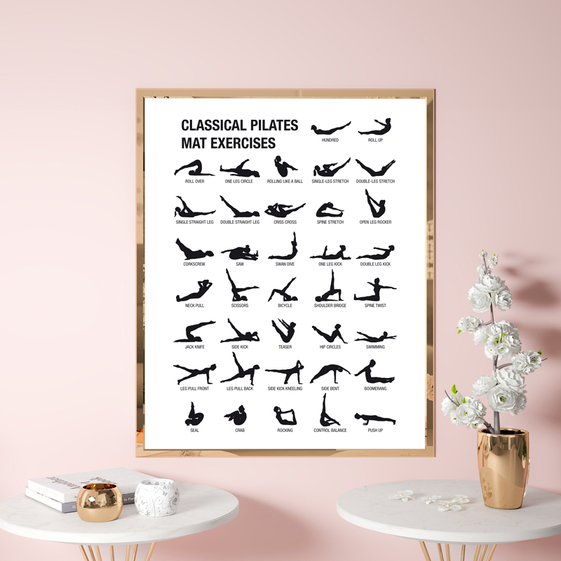 フレームレスピラティスワークアウトチャートポスターキャンバス - Pilates Yoga And Gym のレビューと価格